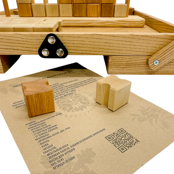 Настольная игра из дерева 4 в ряд с кубиками М