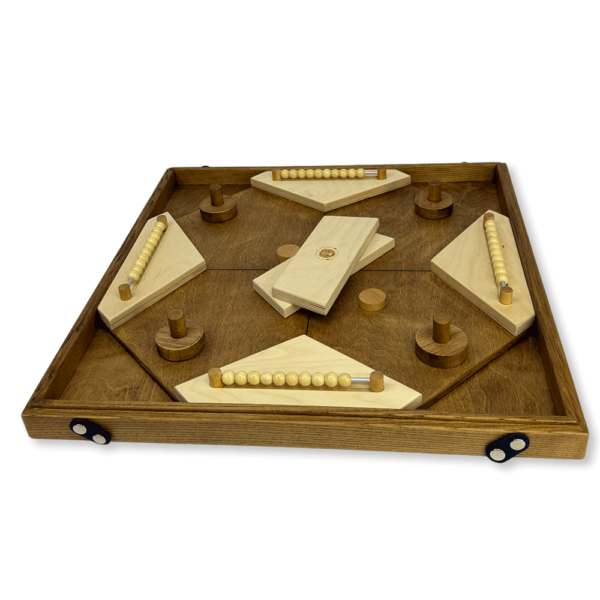 Деревянная игра «Аэрохоккей на 4-х игроков и Магнитные шарики» 2 в 1