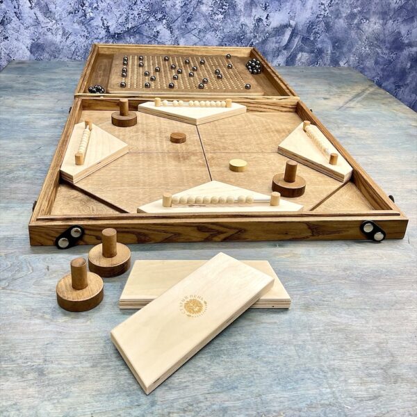 Настольная игра из дерева Аэрохоккей на 4-х игроков и Магнитные шарики 2 в 1