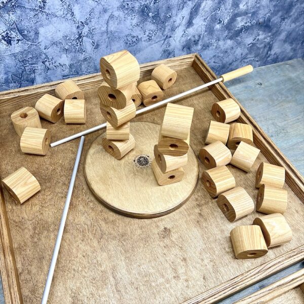 Настольная игра из дерева Башня из колец и Дюжина 2 в 1 Настольная игра из дерева Башня из колец и Дюжина 2 в 1