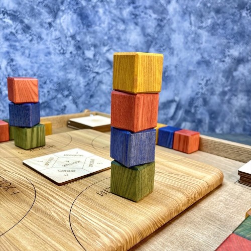 Настольная игра из дерева «Цветные кубики» Премиум М