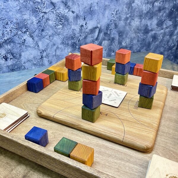 Настольная игра из дерева Цветные кубики Премиум М