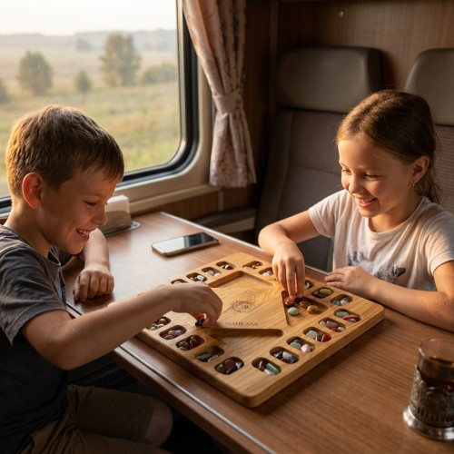 Настольная игра из дерева «Манкала (Калах)» до 4 игроков XS